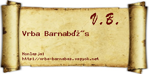 Vrba Barnabás névjegykártya